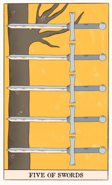 Петица Мечове (Five of Swords) - Таро карта значение
